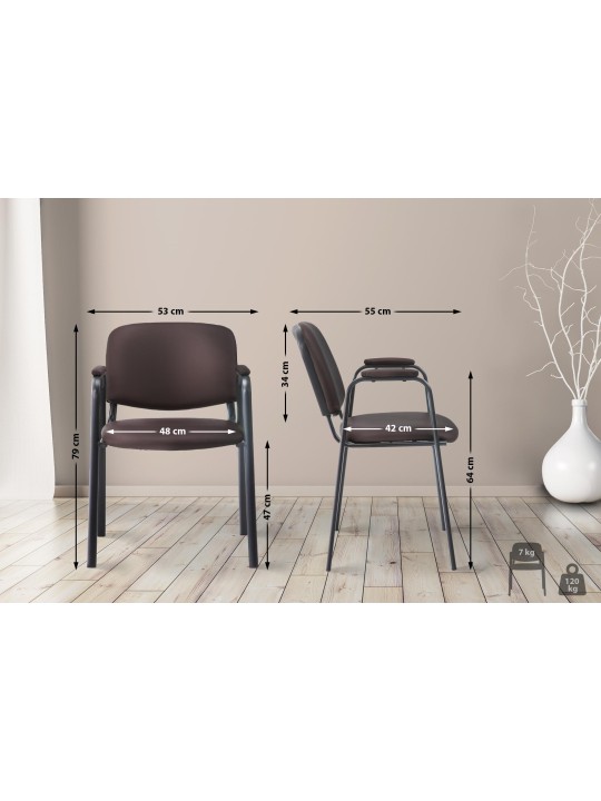 Bezoekersstoel Ken PRO kunstleer, bruin