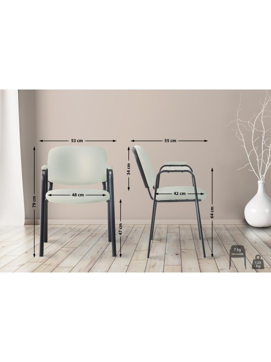 Bezoekersstoel Ken PRO kunstleer, crème