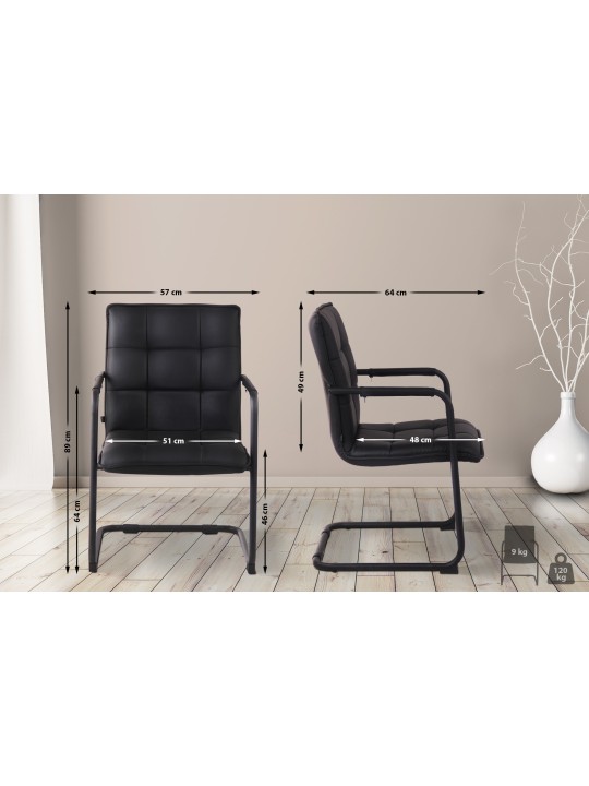 Bezoekersstoel Gandia kunstleer, zwart