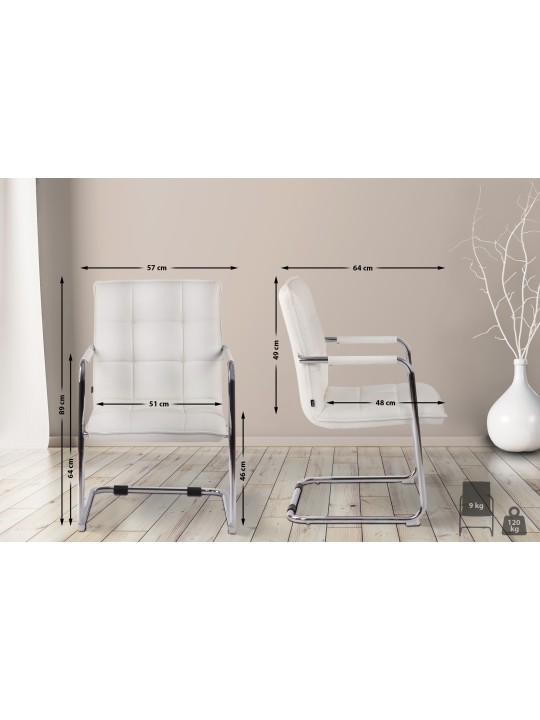 Besucherstuhl Gandia Kunstleder Chrom, wit Besucherstuhl Gandia Kunstleder Chrom, wit