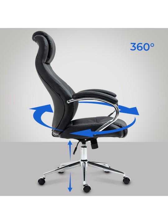 Bureaustoel Salford echt leer, zwart