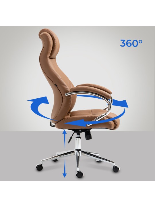 Bureaustoel Salford echt leer, lichtbruin Bureaustoel Salford echt leer, lichtbruin