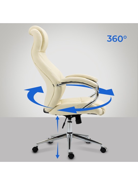 Bureaustoel Salford echt leer, crème Bureaustoel Salford echt leer, crème