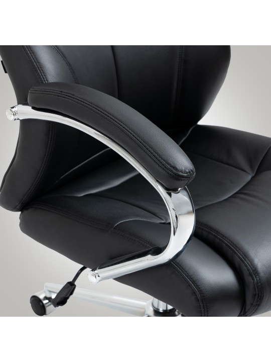 Bureaustoel Salford echt leer, zwart