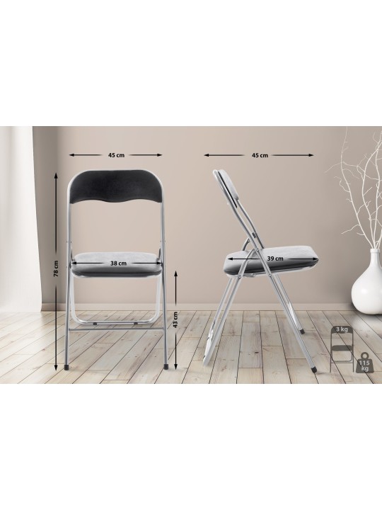 Klapstoel Felix, zwart/zilver Klapstoel Felix, zwart/zilver