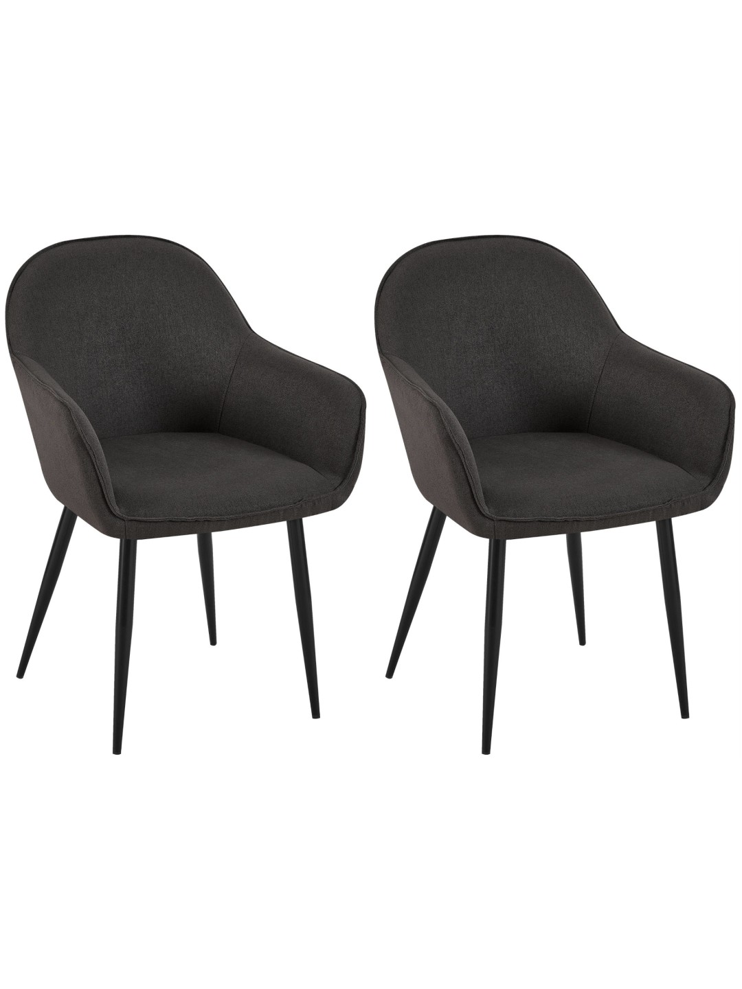 Set van 2 eetkamerstoelen Boise stof, zwart
