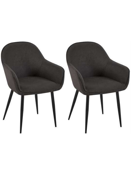 Set van 2 eetkamerstoelen Boise stof, zwart
