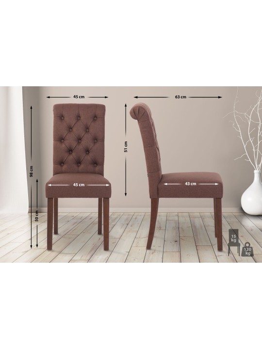 Set van 2 eetkamerstoelen Lisburn stof, bruin