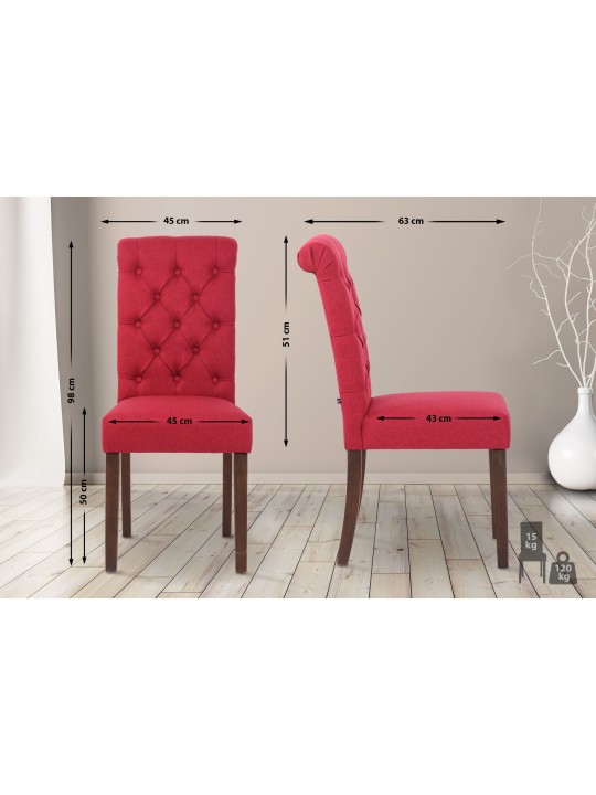 Set van 2 eetkamerstoelen Lisburn stof, rood