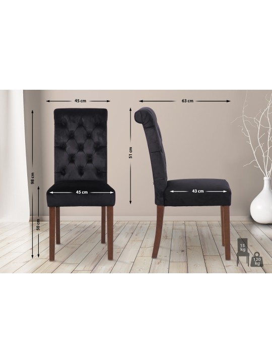 Set van 2 eetkamerstoelen Lisburn fluweel, zwart