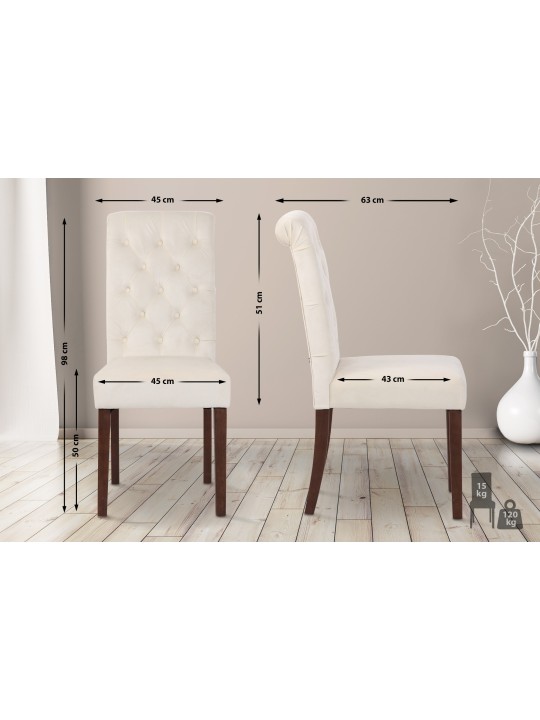 Set van 2 eetkamerstoelen Lisburn fluweel, crème