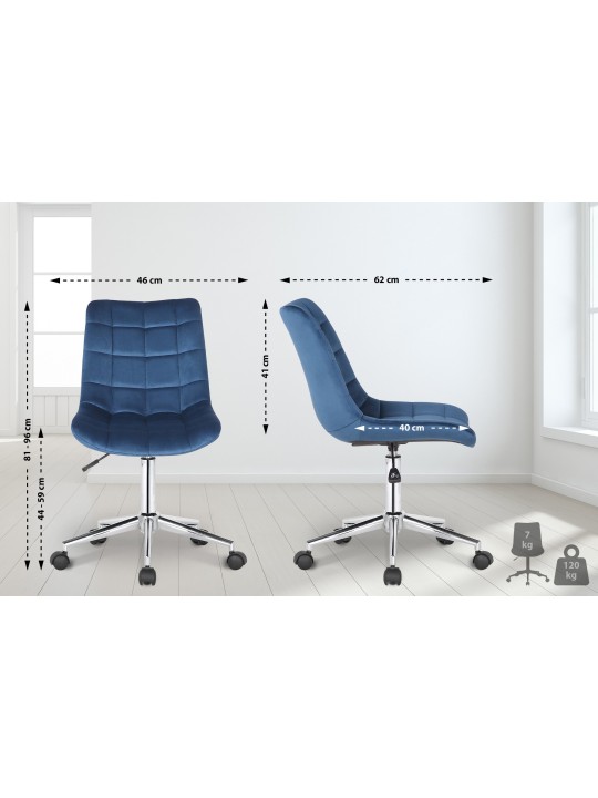 Bureaustoel Medford fluweel, blauw