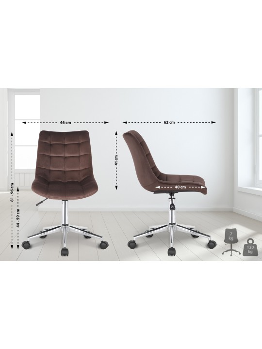 Bureaustoel Medford fluweel, bruin