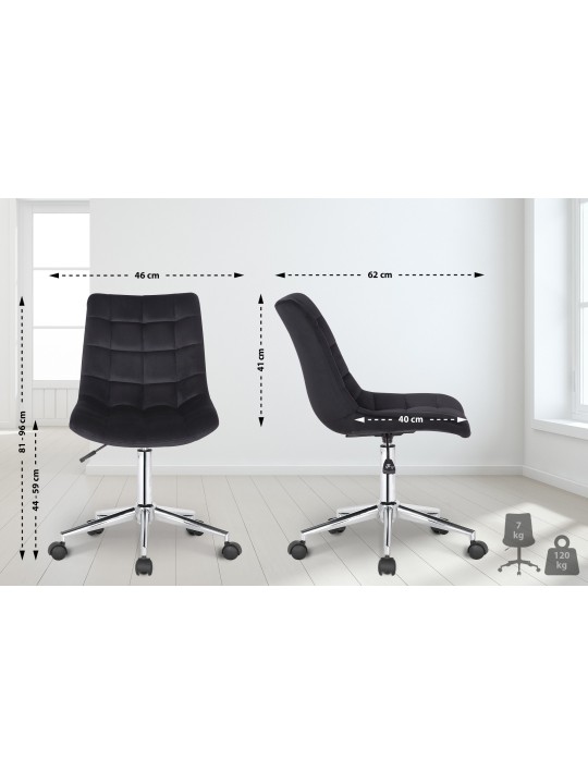 Bureaustoel Medford fluweel, zwart