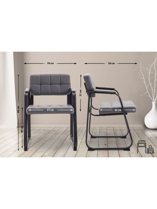 Bezoekersstoel Canada B kunstleer, grijs