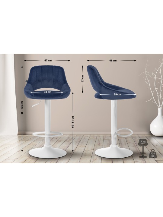 Barkruk Milet fluweel, blauw