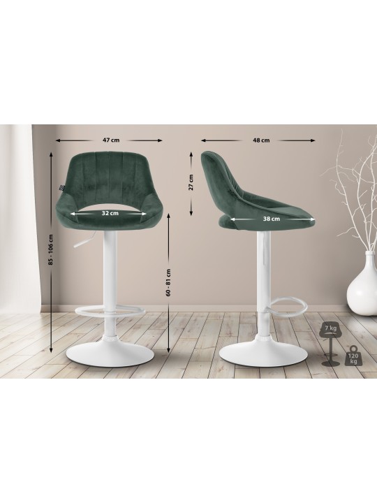 Barkruk Milet fluweel, groen