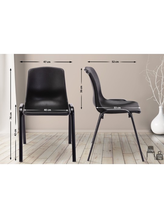 Stapelstoel Nowra kunststof, zwart