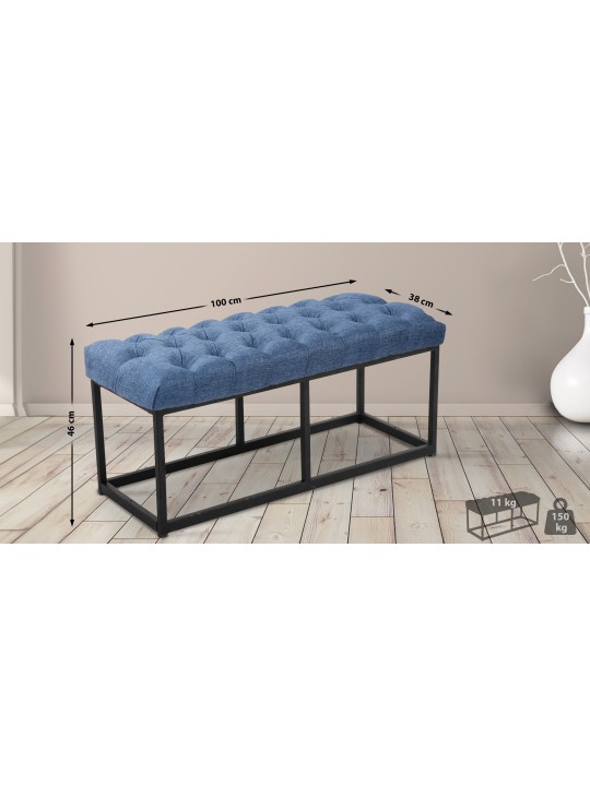 Bank Amun stof 100 cm, blauw Bank Amun stof 100 cm, blauw