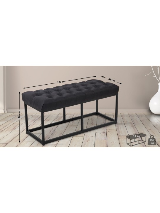 Bank Amun stof 100 cm, zwart