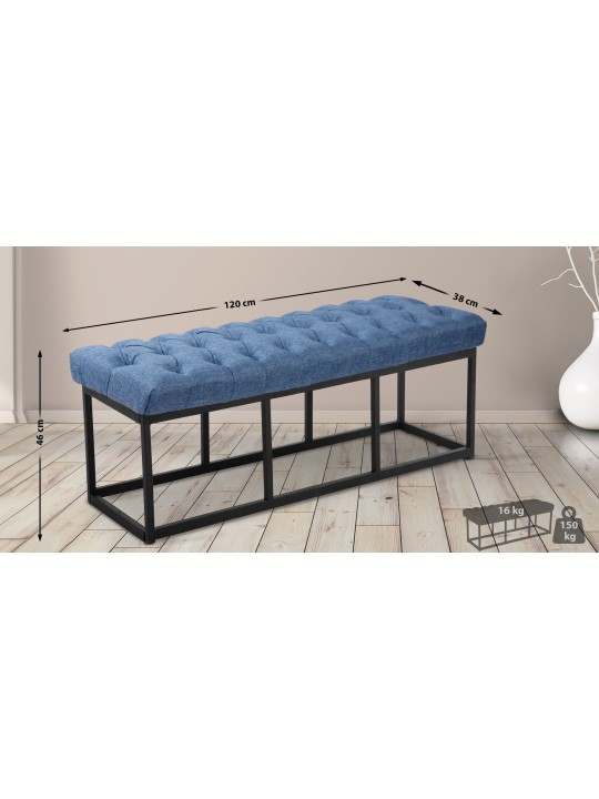 Bank Amun stof 120 cm, blauw Bank Amun stof 120 cm, blauw