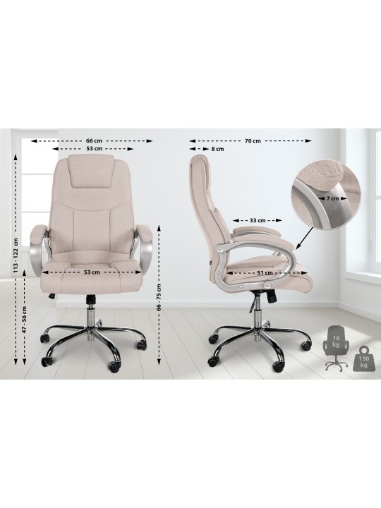 Bureaustoel BIG Apollo stof, crème Bureaustoel BIG Apollo stof, crème