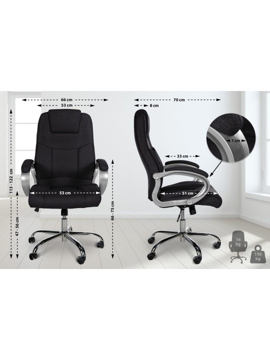 Bureaustoel BIG Apollo stof, zwart