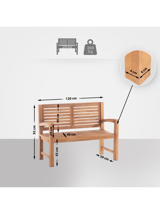 Teakhouten bank Halden 120 cm met deksel, teak