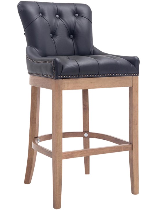 Barkruk Lakewood echt leer, antiek licht, zwart