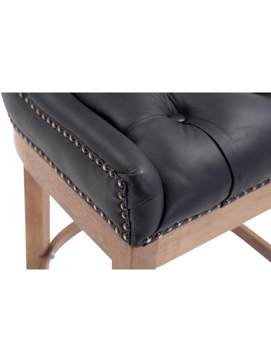 Barkruk Lakewood echt leer, antiek licht, zwart