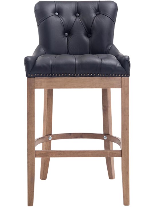 Barkruk Lakewood echt leer, antiek licht, zwart