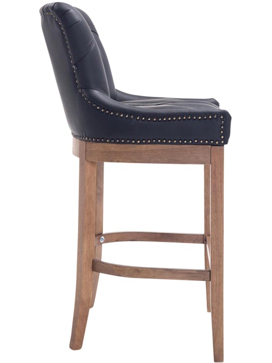 Barkruk Lakewood echt leer, antiek licht, zwart