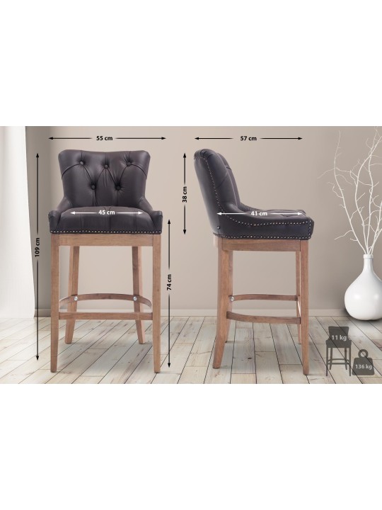 Barkruk Lakewood echt leer, antiek licht, bruin