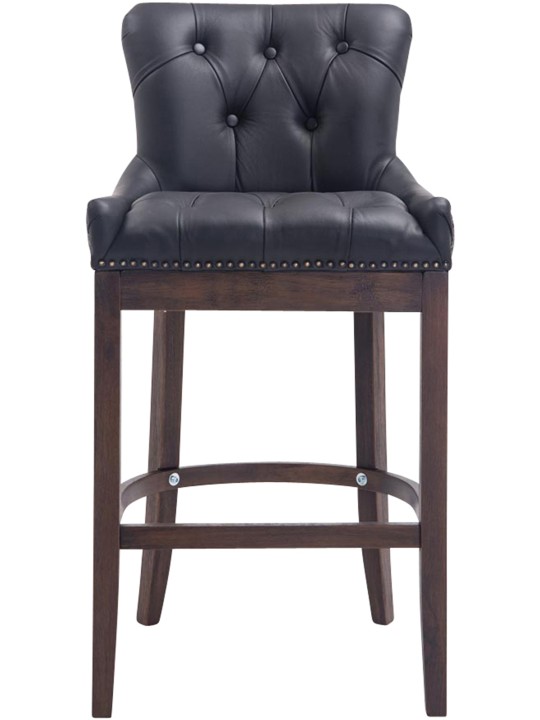 Barkruk Lakewood echt leer, antiek, zwart