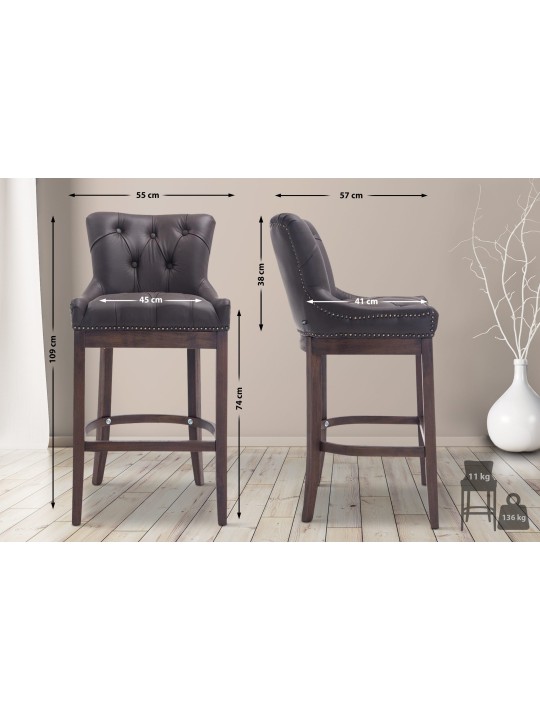 Barkruk Lakewood echt leer, antiek, bruin