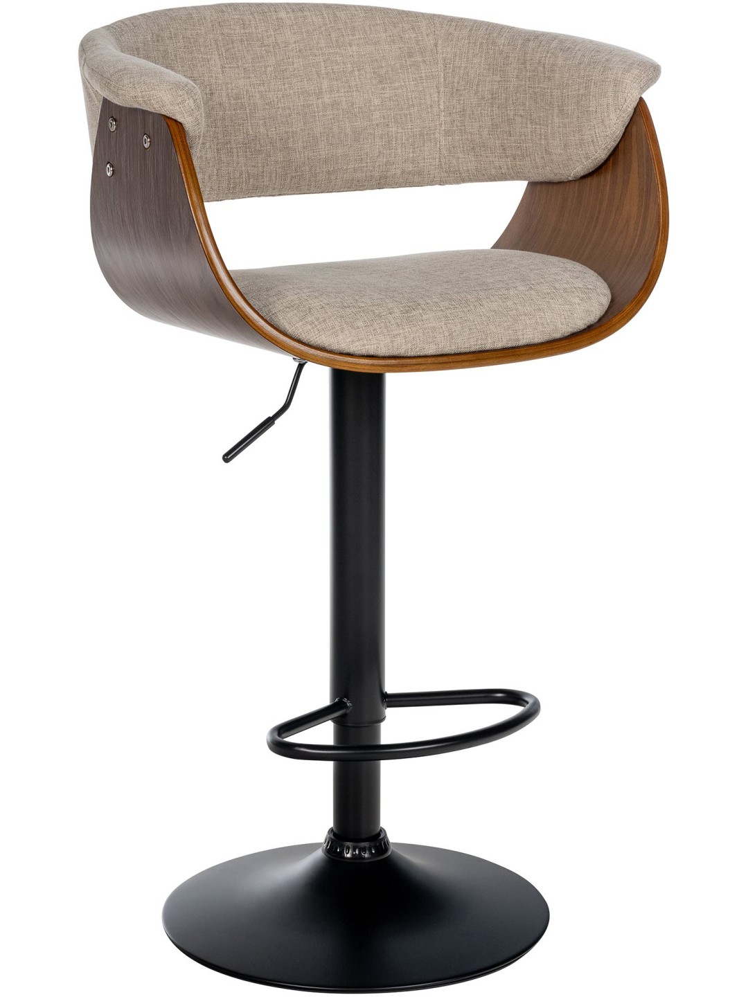 Barkruk Vestaalse stof, walnoot/crème