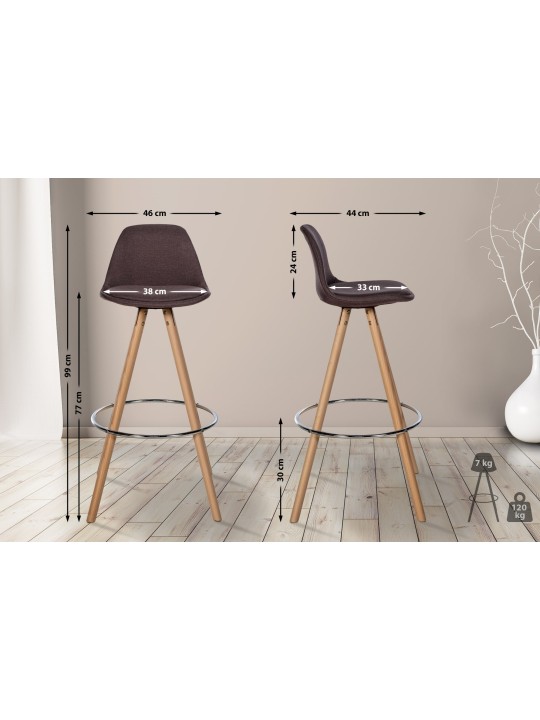 Barkruk Corbin stof rond naturel, bruin