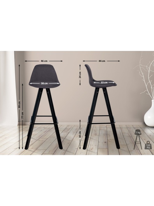 Barkruk Corbin stof Vierkant, donkergrijs