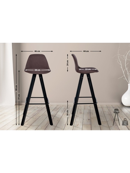 Barkruk Corbin stof Vierkant, bruin