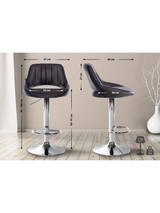 Barkruk Milet kunstleer chroom, bruin