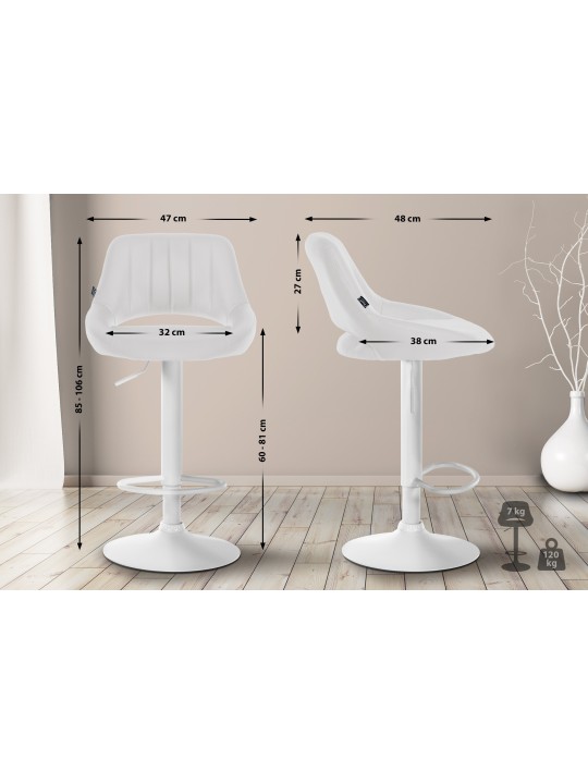Barkruk Milet kunstleer, wit
