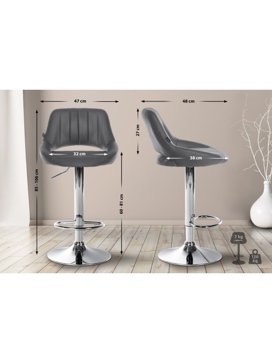 Set van 2 barkrukken Milet kunstleer C, grijs