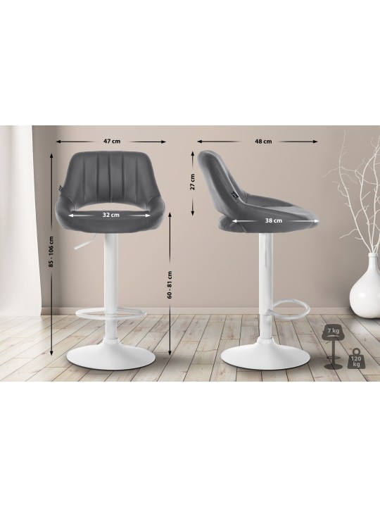 Set van 2 barkrukken Milet kunstleer W, grijs