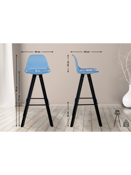 Barkruk Corbin kunstleer Vierkant, blauw