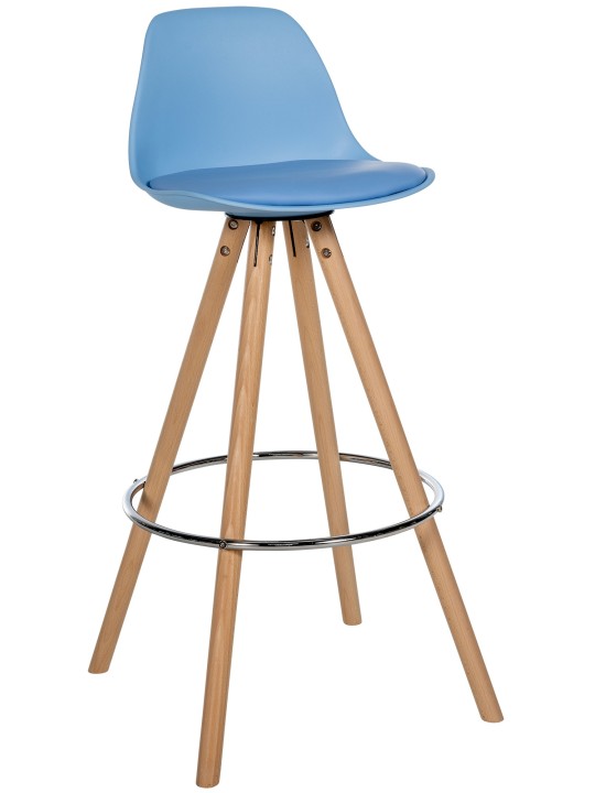 Barkruk Corbin kunstleer rond naturel, blauw