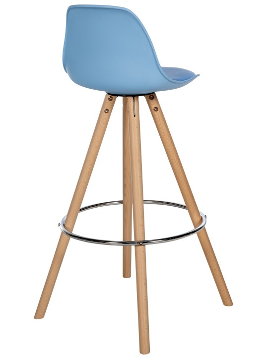 Barkruk Corbin kunstleer rond naturel, blauw