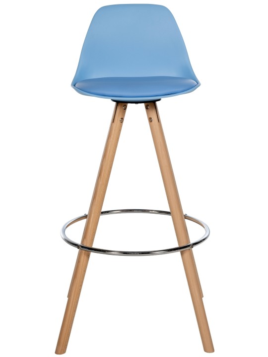 Barkruk Corbin kunstleer rond naturel, blauw