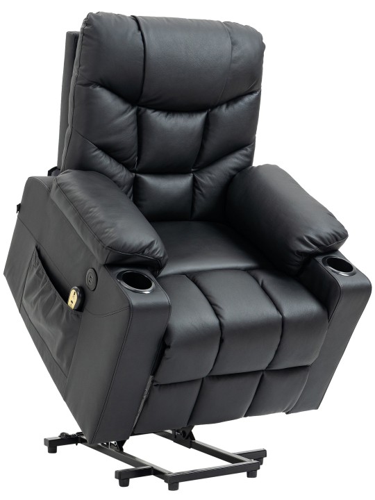 Fauteuil Andover echt leer, zwart