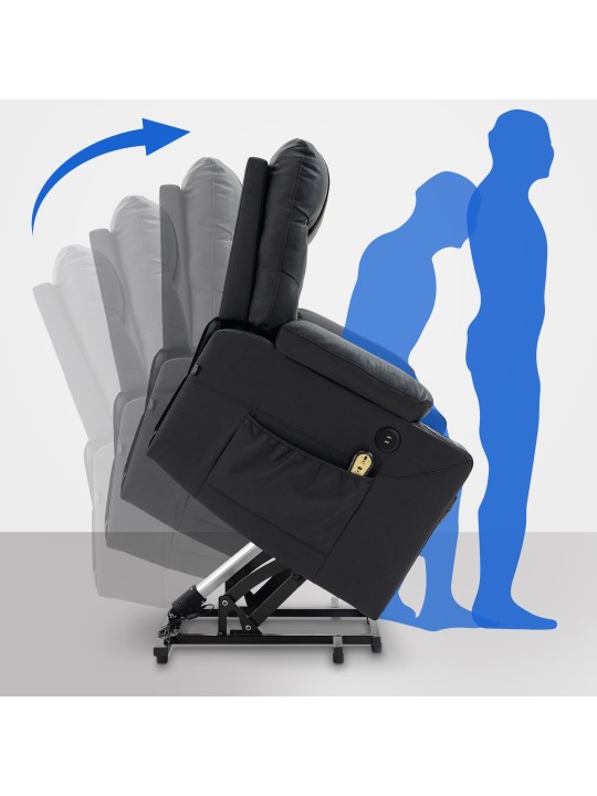 Fauteuil Andover echt leer, zwart