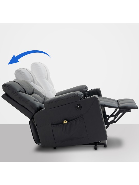 Fauteuil Andover echt leer, zwart